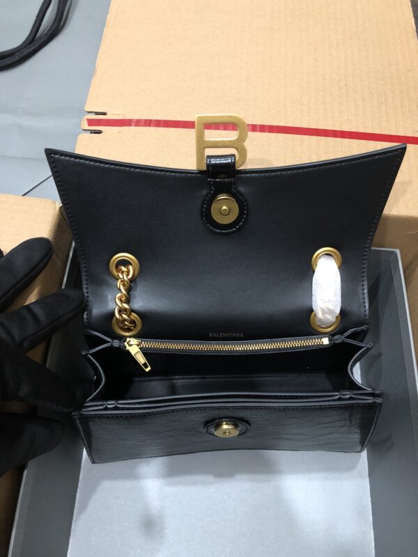 Balenciaga Crush Hourglass Small Chain Bag - Black/Gold 25232 - Image 3