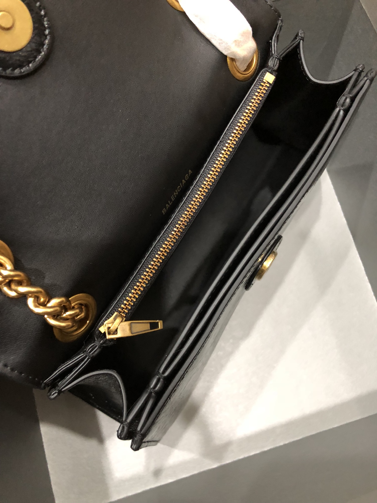 Balenciaga Crush Hourglass Small Chain Bag - Black/Gold 25232 - Image 2