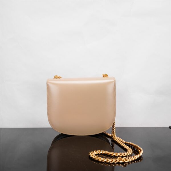 Celine Teen Besace Triomphe Glossy Cow Leather Chain Handbag - Rose Pink 65007 - Image 4
