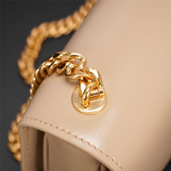 Celine Teen Besace Triomphe Glossy Cow Leather Chain Handbag - Rose Pink 65007 - Image 3