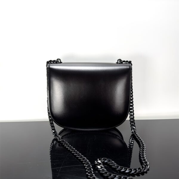 Celine Teen Besace Triomphe Glossy Cow Leather Chain Handbag - Black 22312 - Image 4