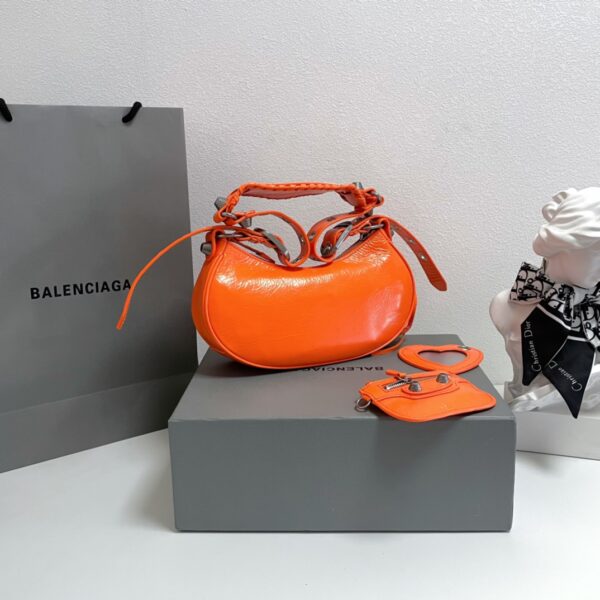 Balenciaga Le Cagole Half-Moon Large Armpit Dumpling Bag - Orange 75407 - Image 4