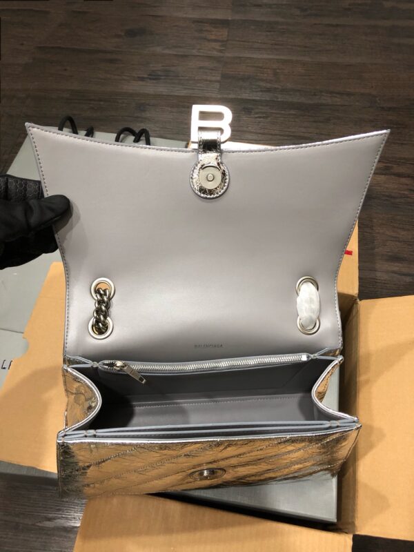 Balenciaga Crush Hourglass Medium Chain Bag - Silver 24306 - Image 2