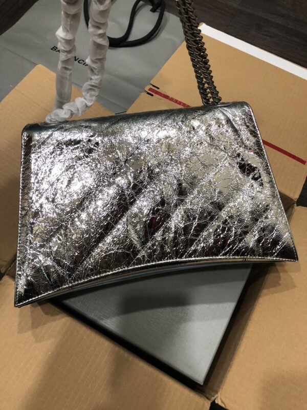 Balenciaga Crush Hourglass Medium Chain Bag - Silver 24306 - Image 5