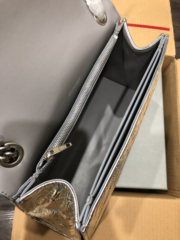 Balenciaga Crush Hourglass Medium Chain Bag - Silver 24306 - Image 3