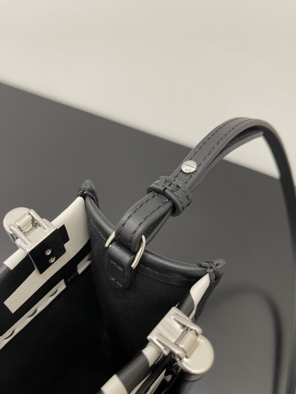Fendi Sunshine Mini Tote Bag - Black/White 73053 - Image 4