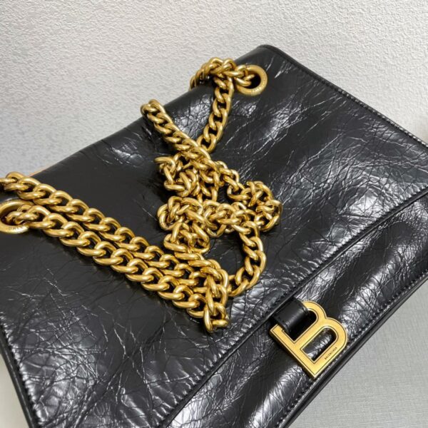 Balenciaga Medium Crush Chain Bag - Black/Gold 75229 - Image 4