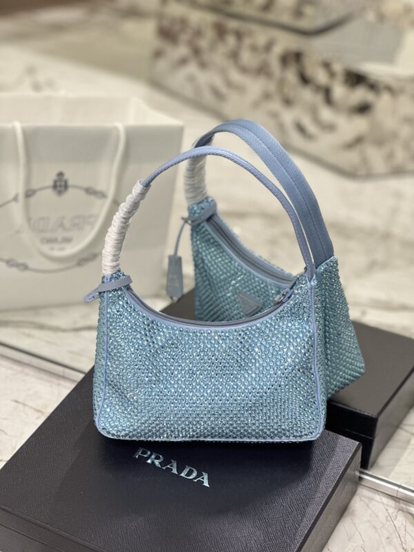 Prada Hobo Diamond Armpit Bag - Blue 99687 - Image 4