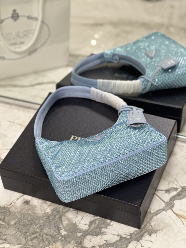 Prada Hobo Diamond Armpit Bag - Blue 99687 - Image 3