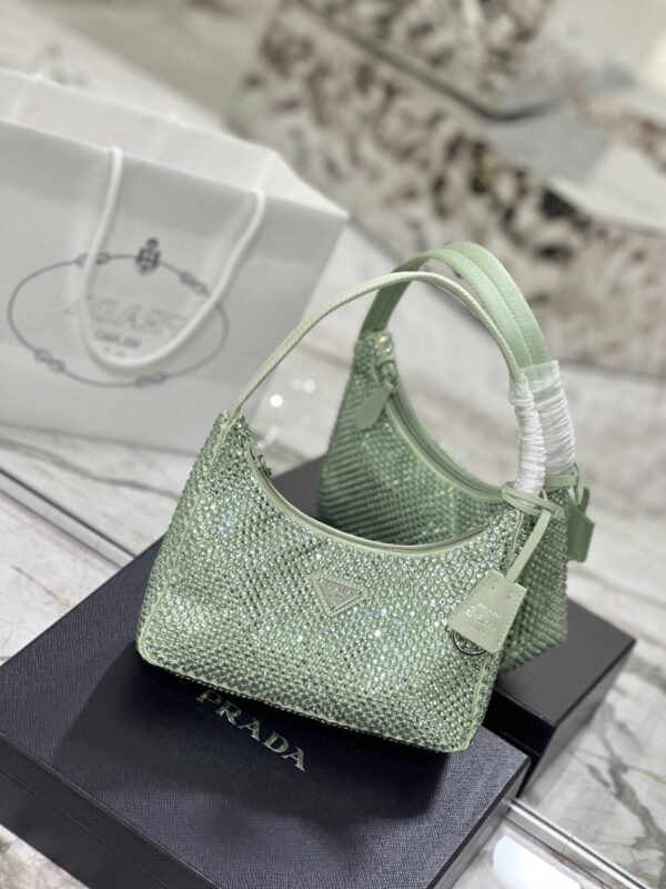 Prada Hobo Diamond Armpit Bag - Green 53756 - Image 4