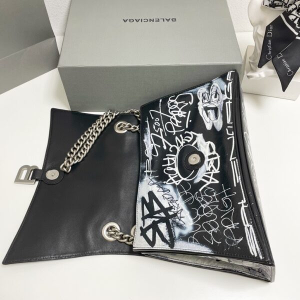 Balenciaga Graffiti Pleated Medium Chain Bag - Black/White 61721 - Image 3