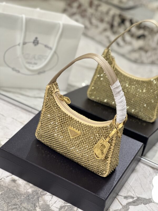 Prada Hobo Diamond Armpit Bag - Gold 17134 - Image 4