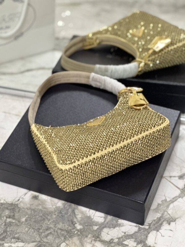 Prada Hobo Diamond Armpit Bag - Gold 17134 - Image 3