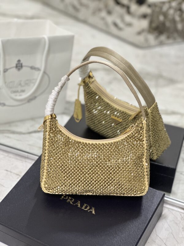 Prada Hobo Diamond Armpit Bag - Gold 17134 - Image 5