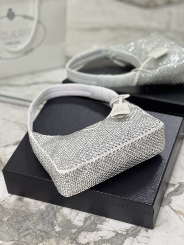 Prada Hobo Diamond Armpit Bag - White 47546 - Image 3