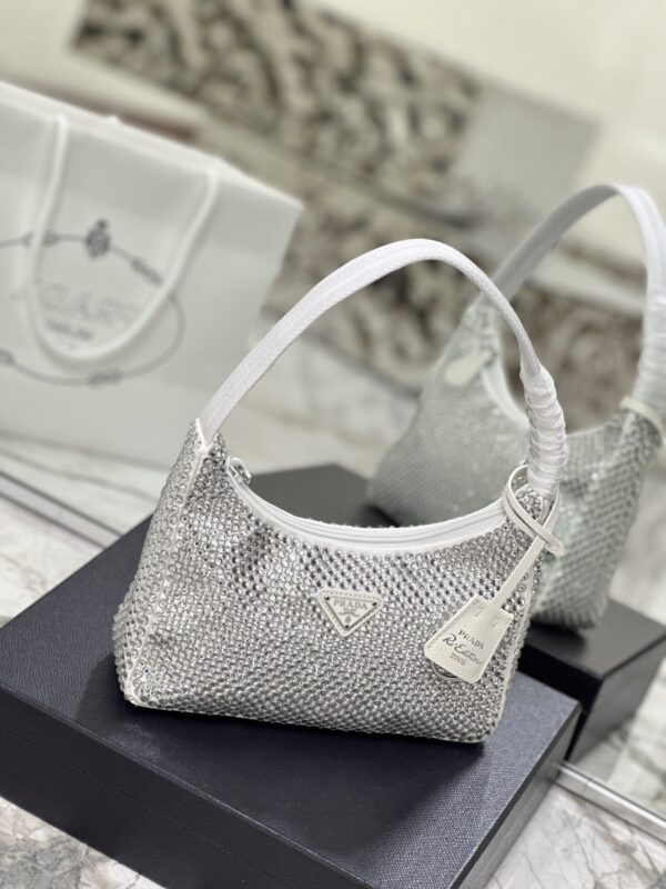 Prada Hobo Diamond Armpit Bag - White 47546 - Image 5