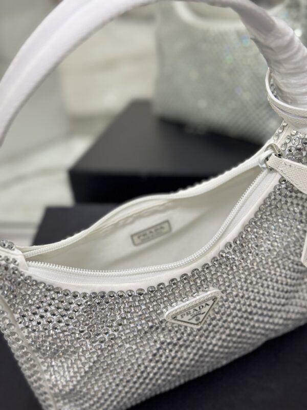 Prada Hobo Diamond Armpit Bag - White 47546 - Image 2