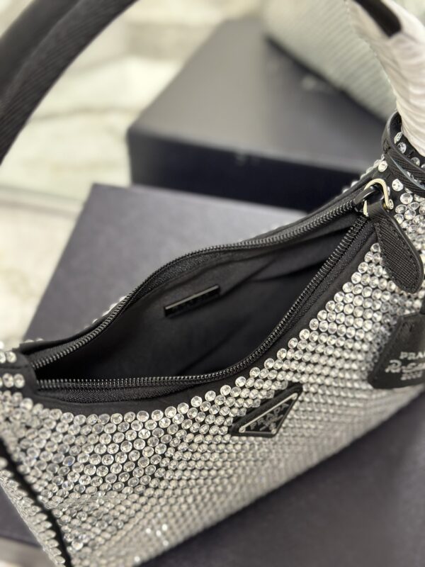 Prada Hobo Diamond Armpit Bag - Black/White 70198 - Image 2