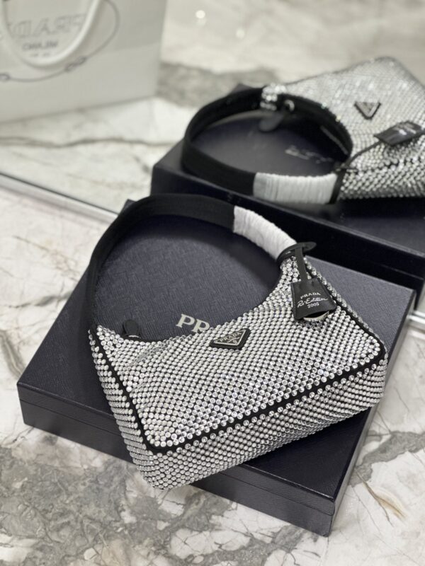 Prada Hobo Diamond Armpit Bag - Black/White 70198 - Image 3