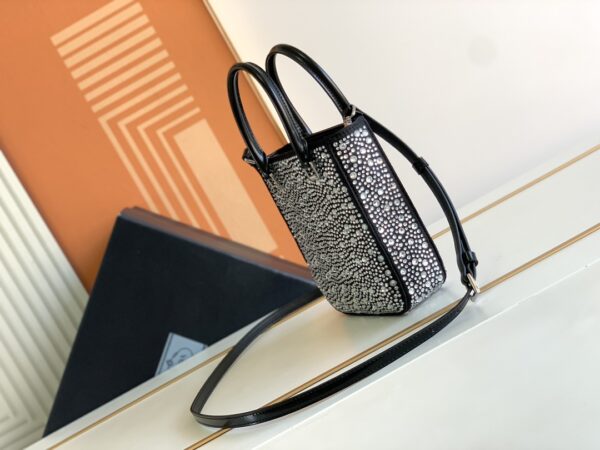 Prada Mini Diamond Tote Bag - Black/White 67245 - Image 5