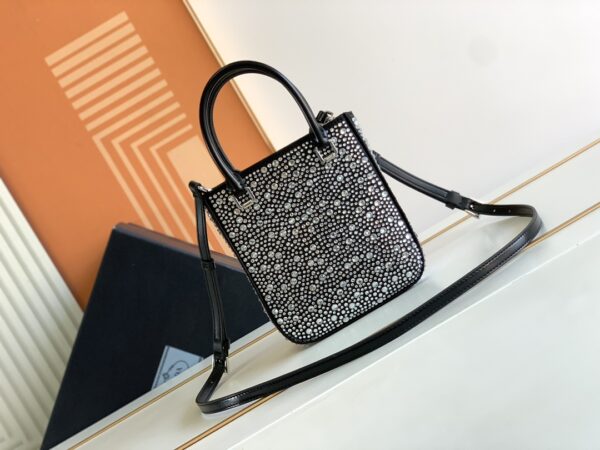 Prada Mini Diamond Tote Bag - Black/White 67245 - Image 4