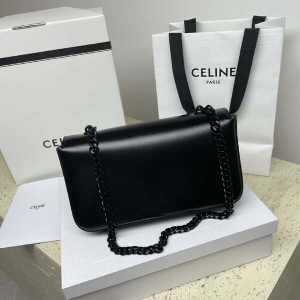 Celine Chain Underarm Triomphe Canvas Bag - Black 21522 - Image 5
