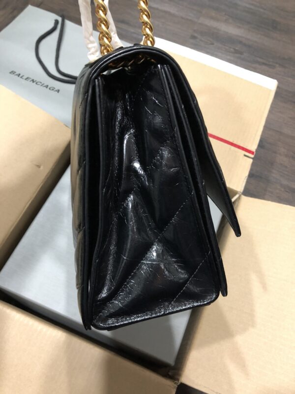 Balenciaga Medium Flower Gold Buckle Chain Bag - Black 54737 - Image 4