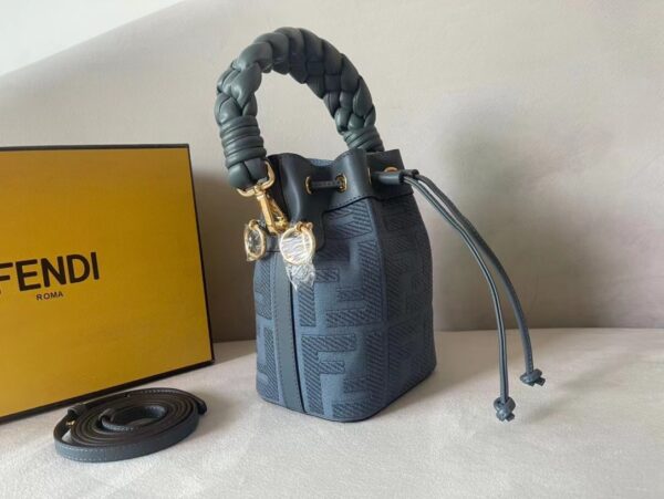 Fendi Mon Tresor Small Bucket Bag - Gray/Blue 12586 - Image 4