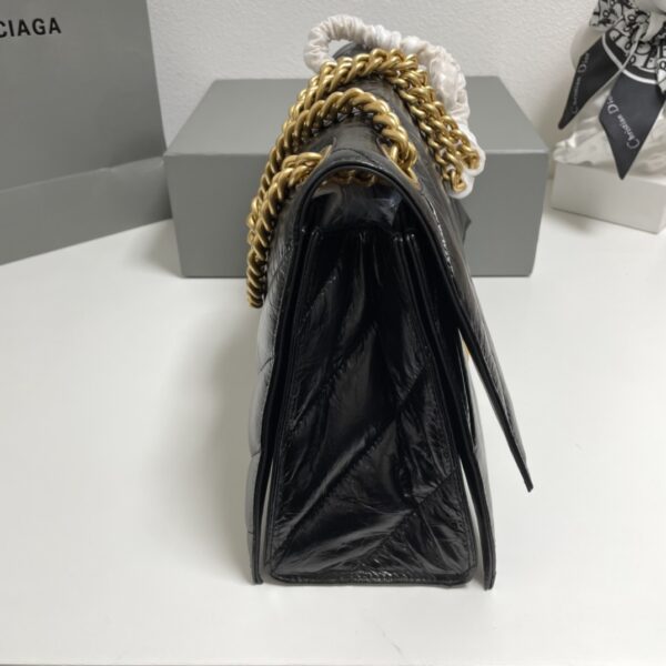 Balenciaga Medium Crush Chain Bag - Black/Gold 49456 - Image 3