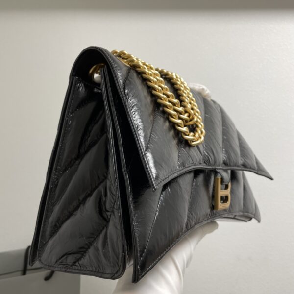Balenciaga Medium Crush Chain Bag - Black/Gold 49456 - Image 4