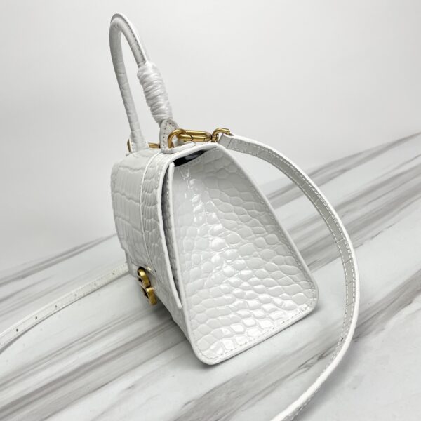 Balenciaga Hourglass Crocodile Sand bag (Golden Buckle) - White 57800 - Image 4
