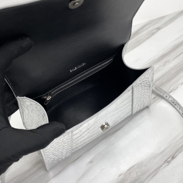 Balenciaga Hourglass Crocodile Sand bag (Silver Buckle) - Silver 39833 - Image 2