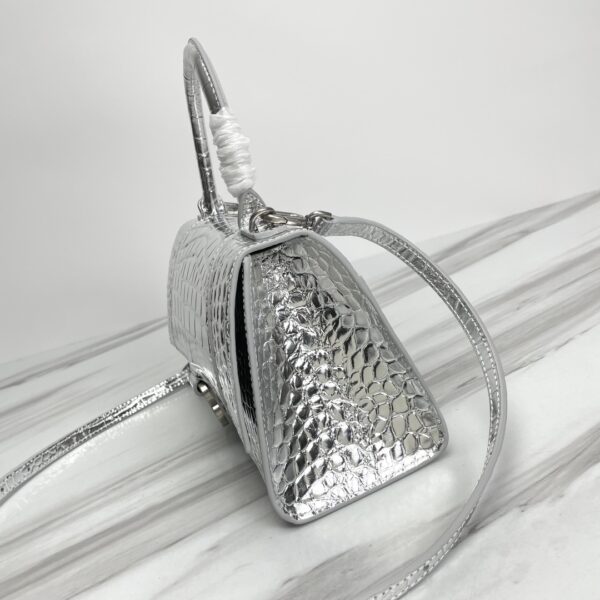 Balenciaga Hourglass Crocodile Sand bag (Silver Buckle) - Silver 39833 - Image 4