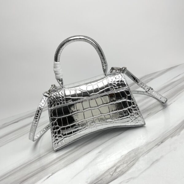 Balenciaga Hourglass Crocodile Sand bag (Silver Buckle) - Silver 39833 - Image 3