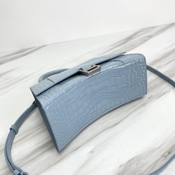 Balenciaga Hourglass Crocodile Sand bag (Silver Buckle) - Blue 77103 - Image 5