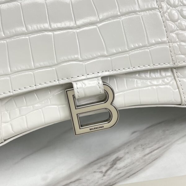 Balenciaga Hourglass Crocodile Sand bag (Silver Buckle) - White 45128 - Image 2