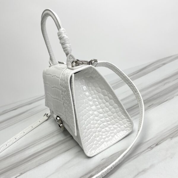 Balenciaga Hourglass Crocodile Sand bag (Silver Buckle) - White 45128 - Image 4