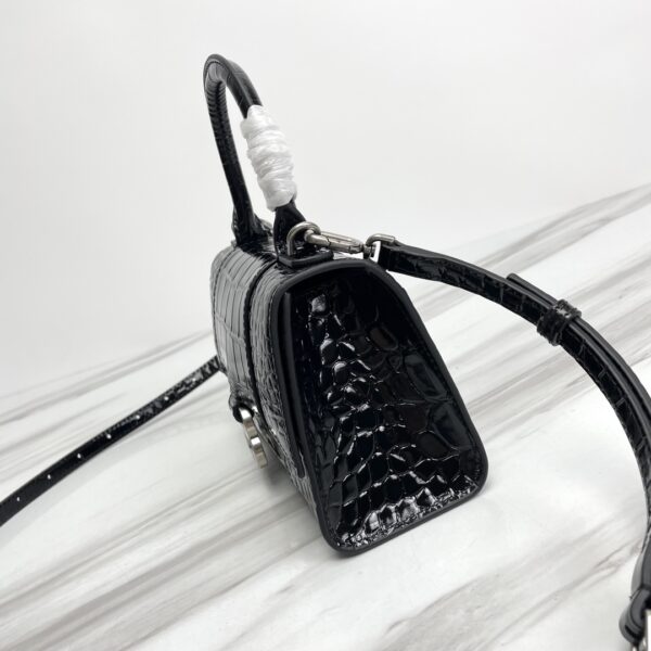 Balenciaga Hourglass Small Bag (Silver Buckle) - Black 16179 - Image 4