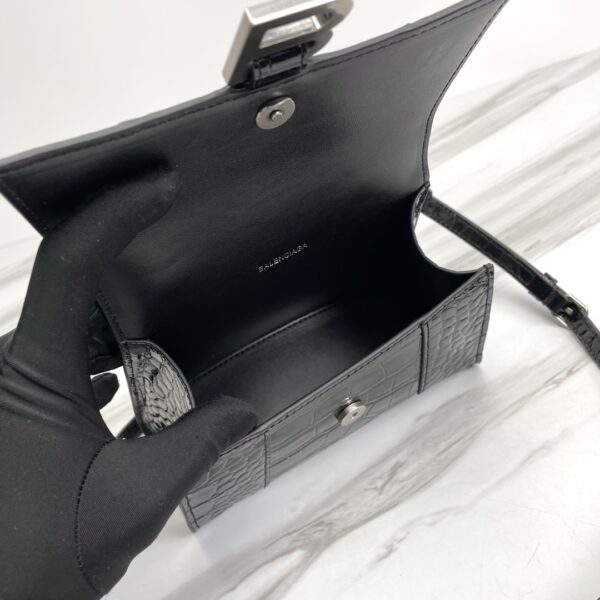 Balenciaga Hourglass Small Bag (Silver Buckle) - Black 16179 - Image 2