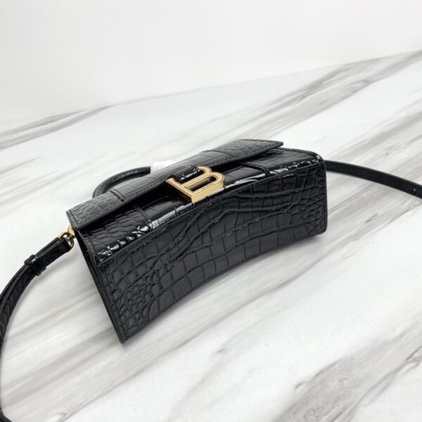 Balenciaga Hourglass Small Bag (Golden Buckle) - Black 68589 - Image 5