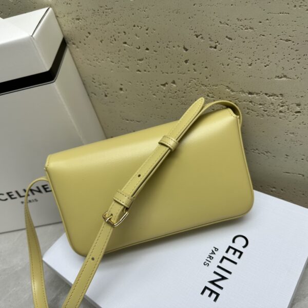 Celine Triomphe Shiny Cow Leather Shoulder Bag - Cream 34239 - Image 4