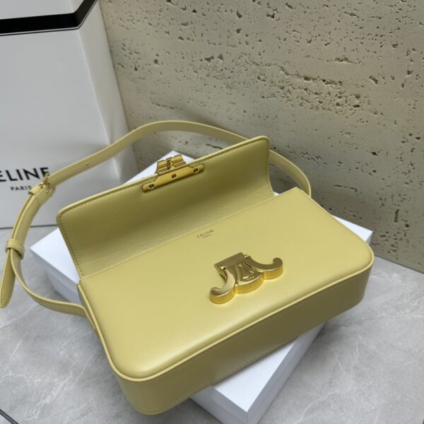 Celine Triomphe Shiny Cow Leather Shoulder Bag - Cream 34239 - Image 3