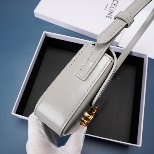 Celine Triomphe Shiny Cow Leather Armpit Bag - Gray 97165 - Image 4