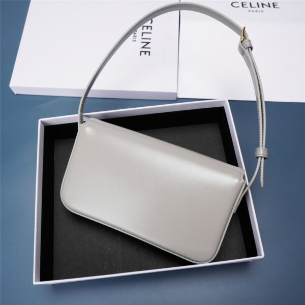Celine Triomphe Shiny Cow Leather Armpit Bag - Gray 97165 - Image 5