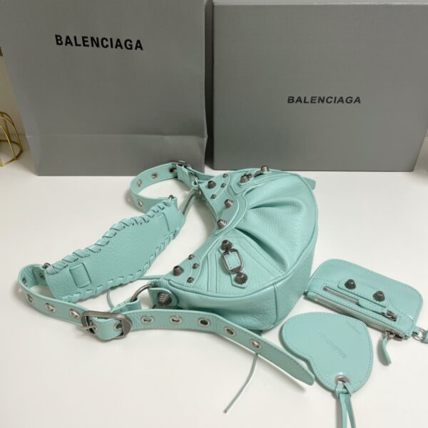 Balenciaga Le Cagole Half-Moon Small Armpit Dumpling Bag - Mint Green 77470 - Image 4