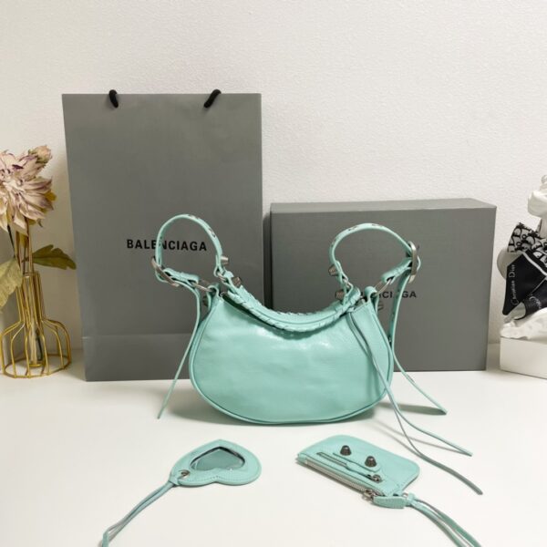 Balenciaga Le Cagole Half-Moon Small Armpit Dumpling Bag - Mint Green 77470 - Image 5