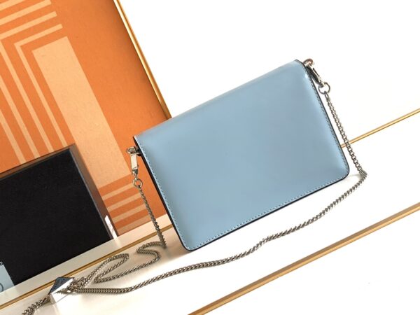 Prada Large Triangular Flip Cover Handbag - Blue 57545 - Image 4