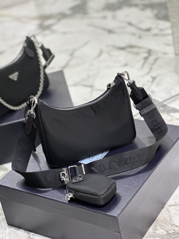 Prada Hobo New Three-In-One Handbag - Black 11475 - Image 5