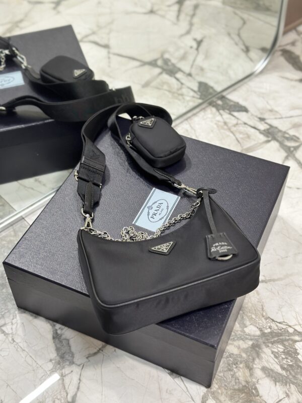 Prada Hobo New Three-In-One Handbag - Black 11475 - Image 4