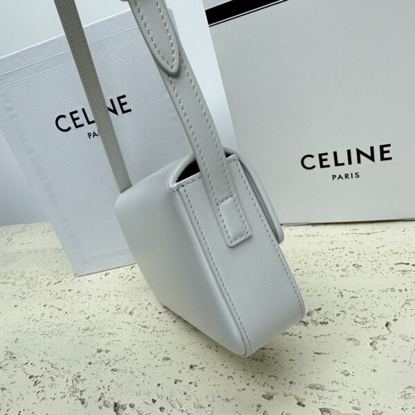 Celine Triomphe Shiny Cow Leather Armpit Bag - White 97987 - Image 4